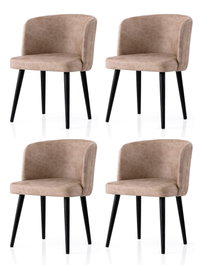 Hanah Home 4201 V4 Conjunto de Sillas 4 Piezas Negro y Beige con Estructura de Hierro y Patas de Haya